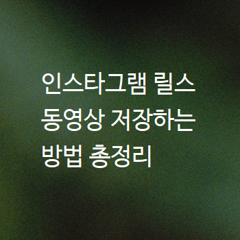  인스타그램 릴스 동영상 저장하는 방법 총정리