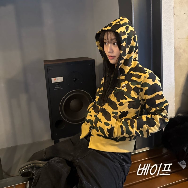 [제품 리뷰] 베이프 여자 후드집업 무신사단독 퍼스트카모집후드 YELLOW M사이즈 후기!