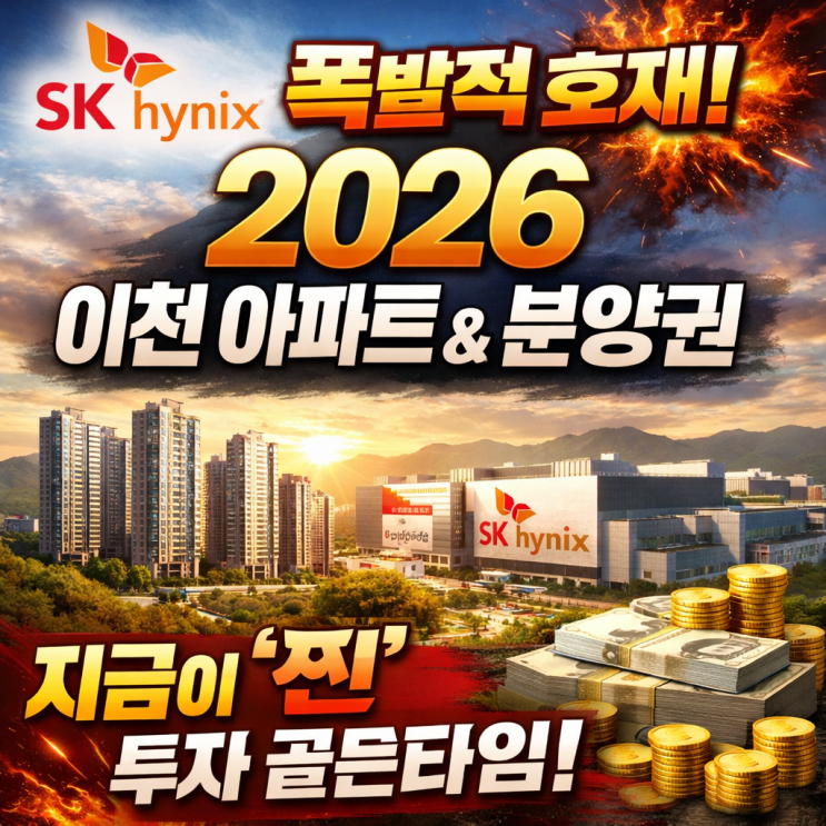   SK하이닉스 폭발적 호재! 2026 이천 아파트 & 분양권, 지금이 '찐' 투자 골든타임![분양권 접수중]