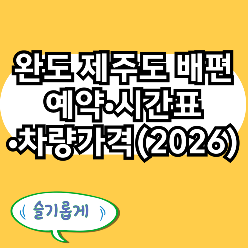 완도에서 제주도 배편 예약하기 시간표 요금 할인 혜택 차량선적 가격까지 2026 최신 정보