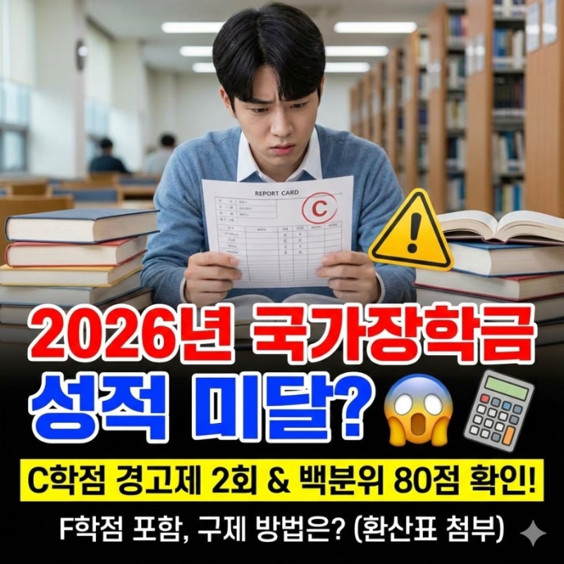 2026년 국가장학금 성적 기준 미달? C학점 경고제 2회 적용 및 백분위 80점 환산표 확인 (F학점 ....