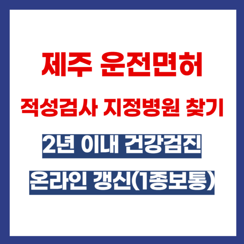 제주 운전면허 적성검사 지정병원 검색 건강검진으로 대체, 1종보통 온라인 갱신 방법