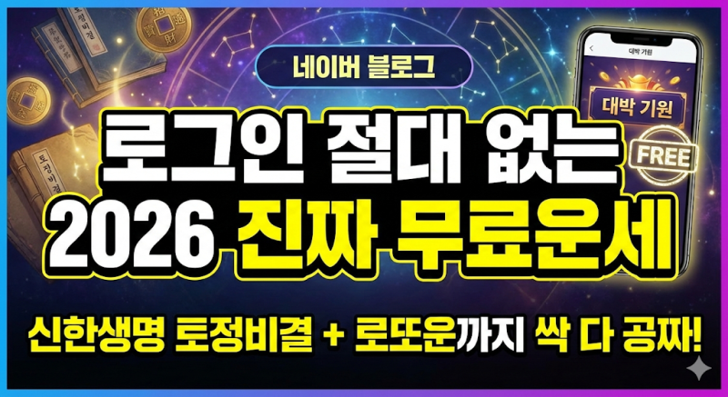 [2026 무료운세] 신한생명 운세 바로가기 | 토정비결 로또운까지 (로그인X)