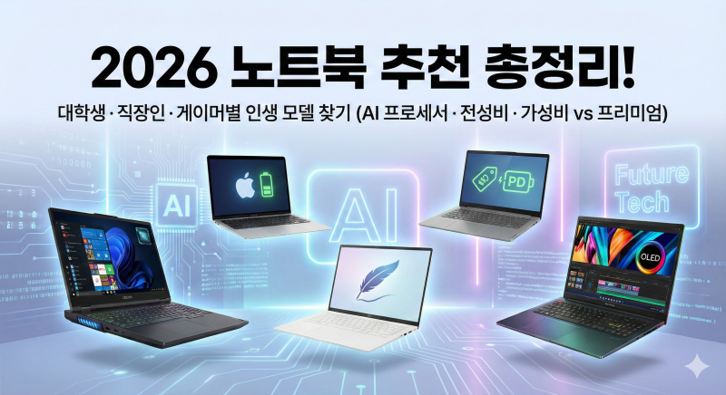 2026년 노트북 추천 총정리! 대학생·직장인·게이머별 인생 모델 찾기 (가성비 vs 고성능 완벽 ....