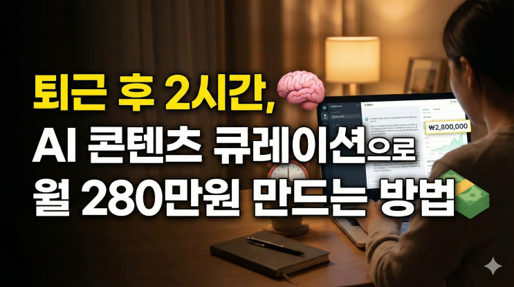  퇴근 후 2시간, AI 콘텐츠 큐레이션으로 월 280만원 만드는 방법