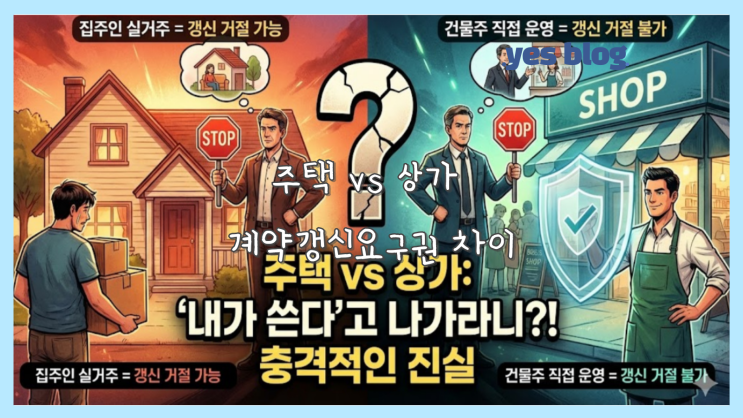  주택 vs 상가 계약갱신요구권 차이, 기간부터 중도 해지까지 완벽 정리