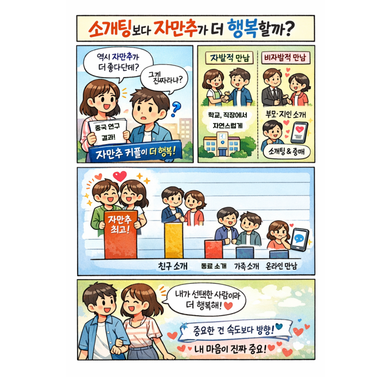   소개팅 vs 자만추, 진짜 누가 더 행복할까?