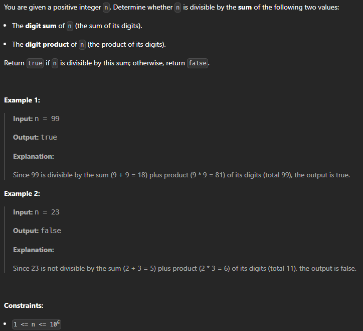  JAVA_LeetCode 3622_Check Divisibility by Digit Sum and Product