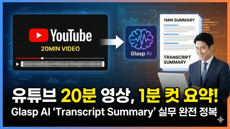  유튜브 20분 영상, 1분 컷 요약! Glasp AI 'Transcript Summary' 실무 완전 정복