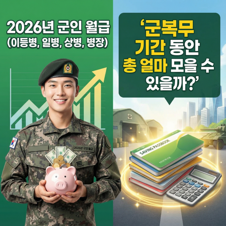  2026년 군인 월급(이등병, 일병, 상병, 병장) | 봉급표, 군복무 기간