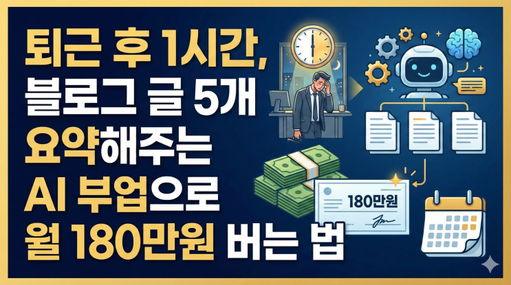  퇴근 후 1시간, 블로그 글 5개 요약해주는 AI 부업으로 월 180만원 버는 법