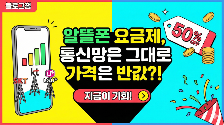  알뜰폰 요금제, 통신망은 그대로 가격은 반값?! 지금이 기회!