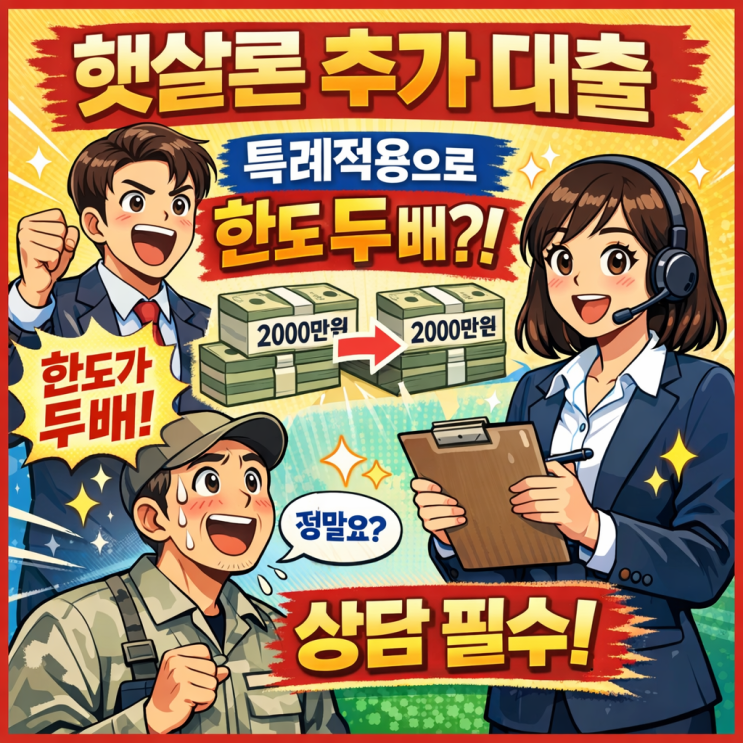  2026년 정부지원 서민자금 | 햇살론 추가 대출과 특례적용으로 한도 추가 조건과 방법