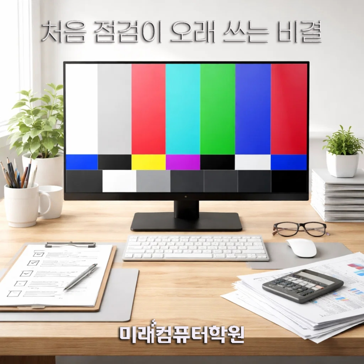  부산컴퓨터학원-모니터 고르기부터 초기 점검까지｜해상도·주사율·불량화소 한 번에 정리