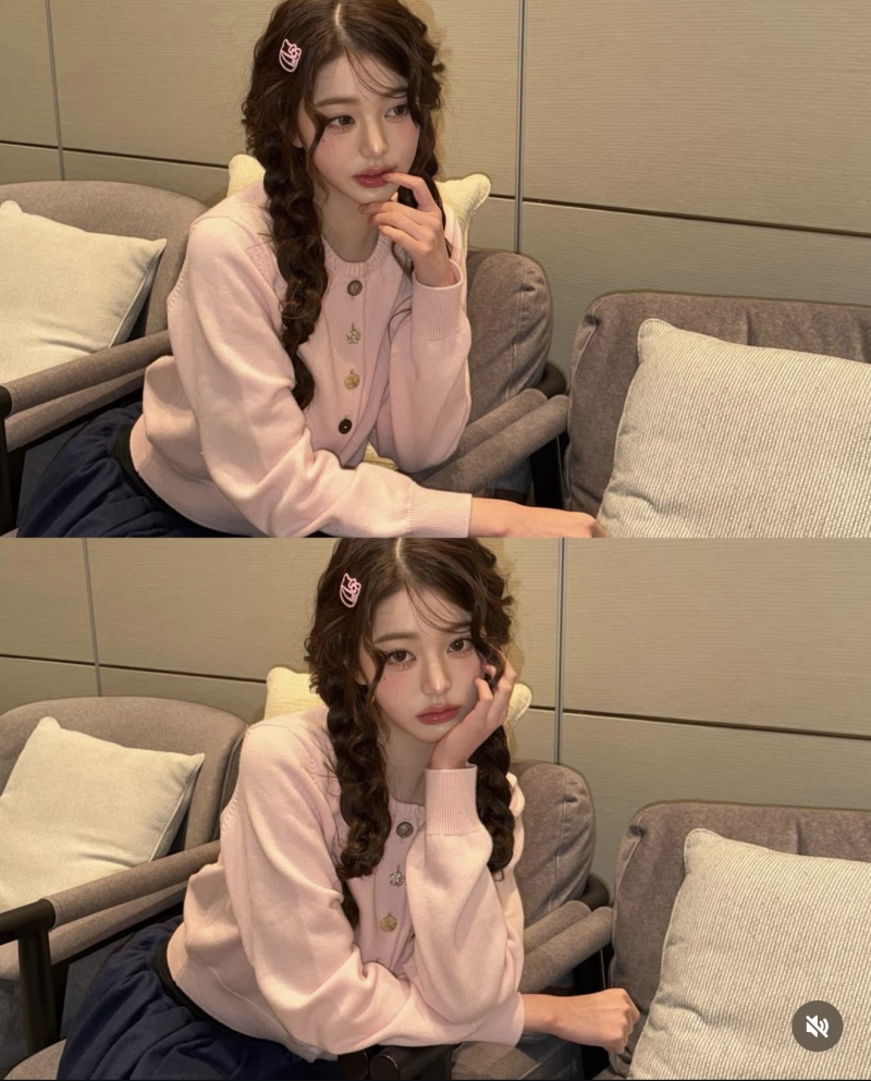 장원영 핑크 베리 가디건 미우미우 호보백 조합 가격 사이즈 코디 팁 @BARRIE