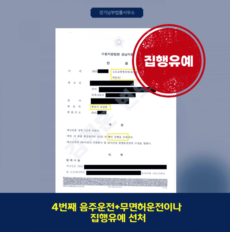  무면허운전 처벌 기준과 실제 집행유예 이끈 수원교통사고변호사