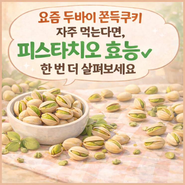  요즘 두바이쫀득쿠키 자주 먹는다면, 피스타치오효능 한번 더 살펴보세요.