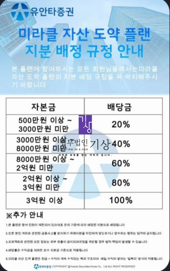  유안타증권 임직원 사칭, 핵심회원 미라클자산도약플랜 사기 추가상담