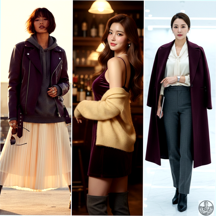  2026 여자 겨울 코디, 얼굴 형광등 켜는 플럼 & 버터 공식