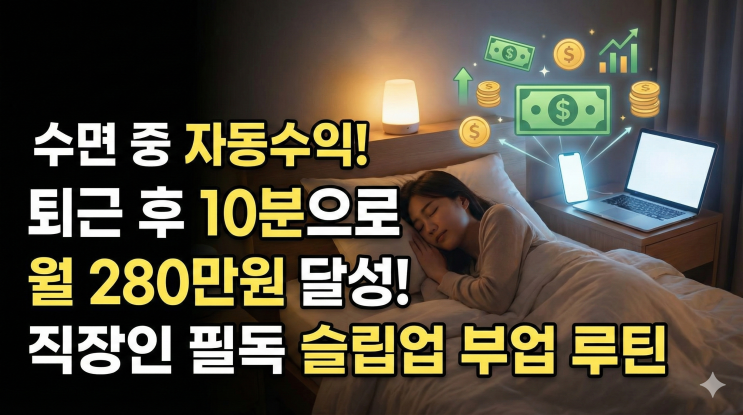  수면 중에도 돈 벌린다? 퇴근 후 10분 투자로 월 280만원 만든 직장인의 슬립업 자동 수익 부업 루틴