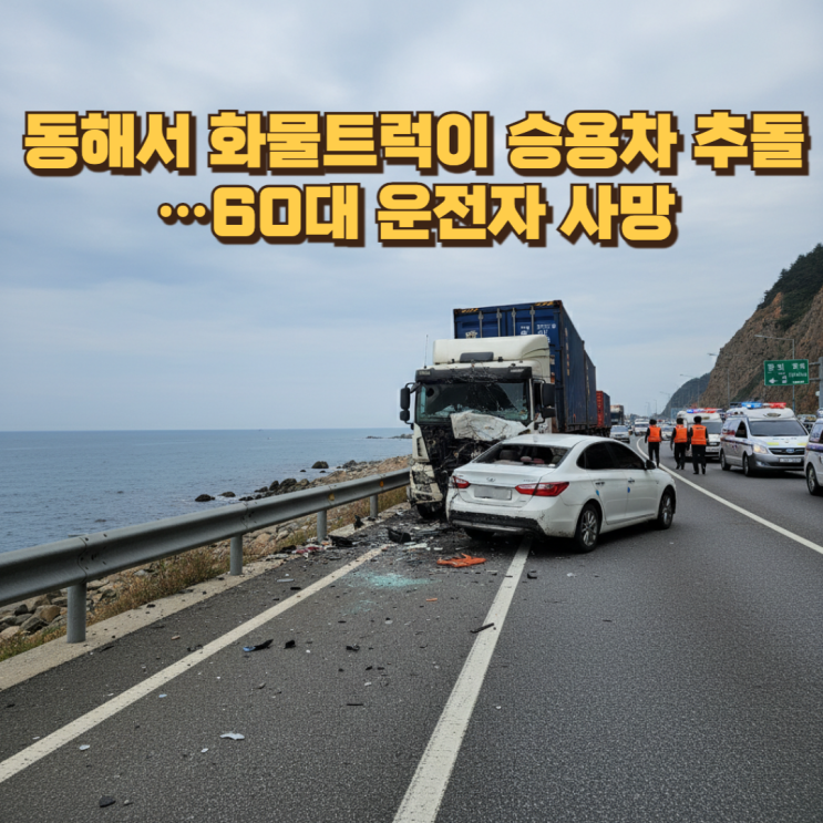 동해서 화물트럭이 승용차 추돌…60대 운전자 사망