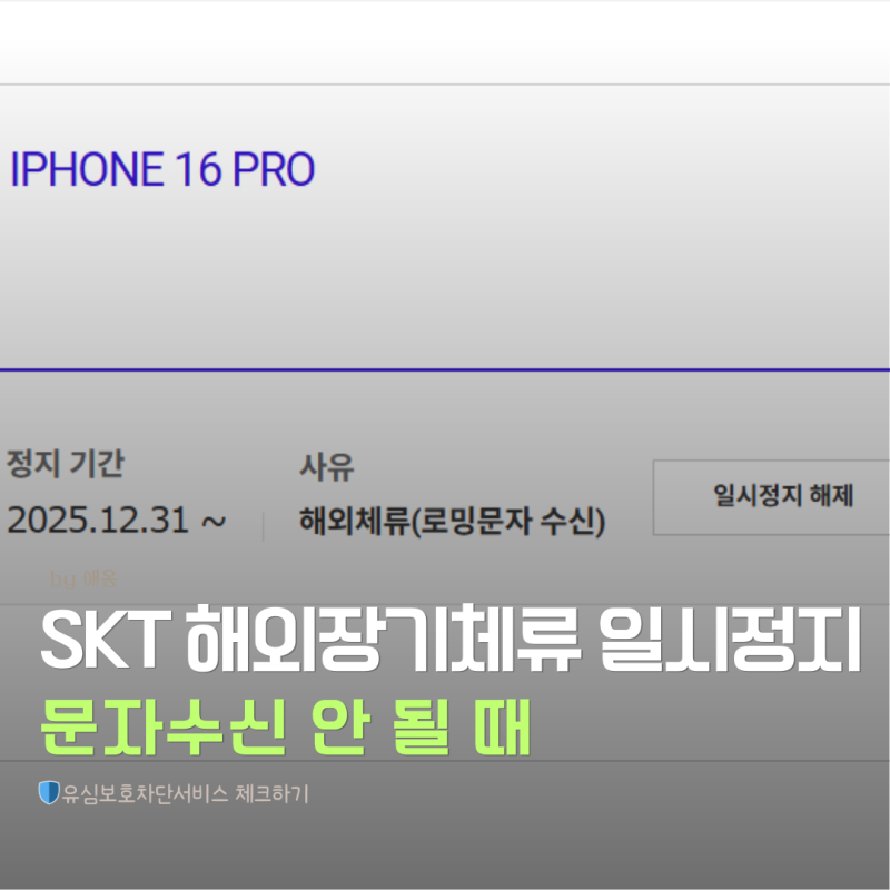 SKT 해외장기체류 일시정지 해외 문자 수신 안될 경우