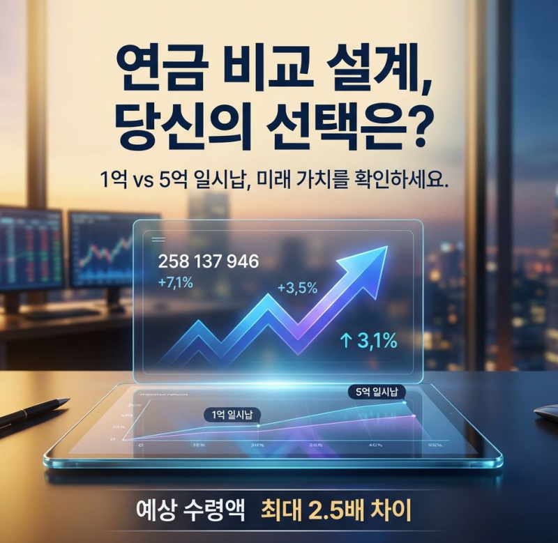 연금 비교 설계｜1억 일시납 vs 5억 일시납“연금은 금액이 아니라 구조입니다”“연금으로 ....