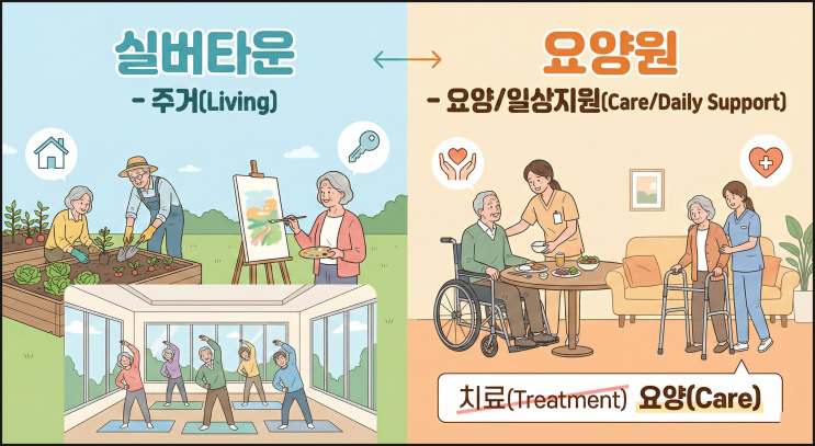  너싱홈이 요양원인가요? 실버타운 vs 요양원, 1장으로 완벽 정리(시니어 하우징 분석 2편)