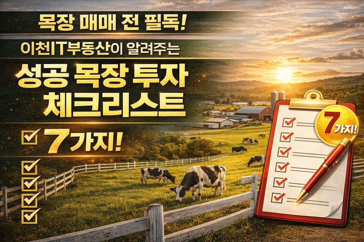   목장 매매 전 필독!이천IT부동산이 알려주는 성공 목장 투자 체크리스트 7가지