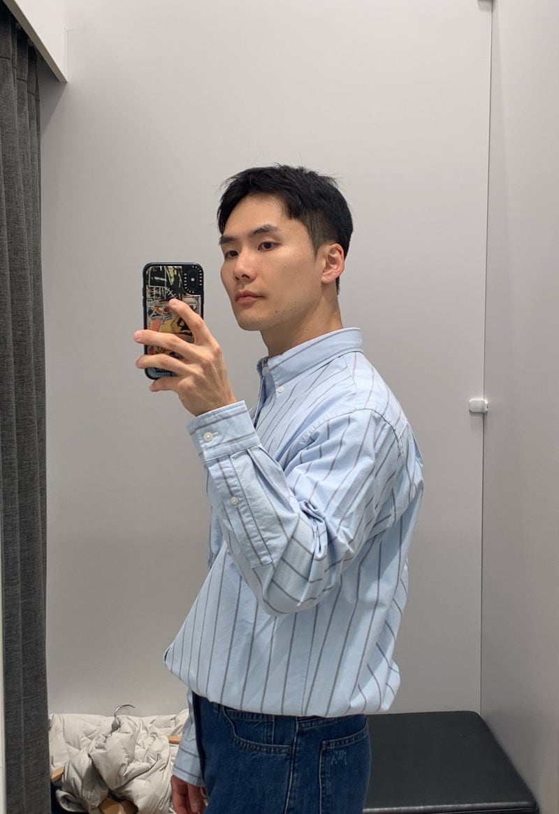 2만원도 안 한다? 유니클로 JWA 옥스포드 오버 사이즈 스트라이프 셔츠 = 19,900원