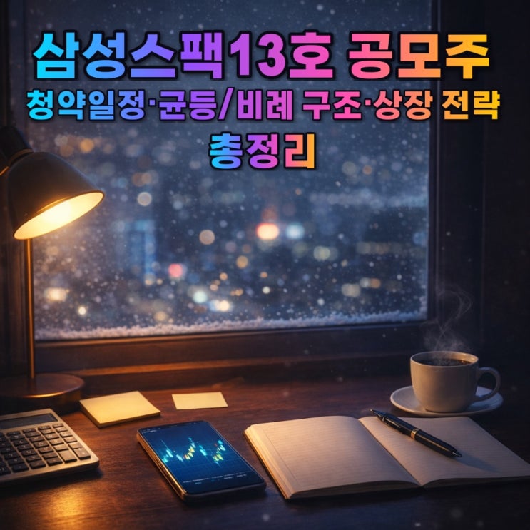  [삼성스팩13호 공모주] 청약일정·균등/비례 구조·상장 전략 총정리