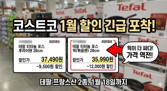 코스트코 1월 할인상품 테팔 후라이팬 볶음팬 2종 가격 비교 추천