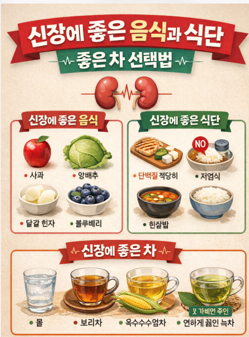 신장에좋은음식과 식단, 좋은차 선택법