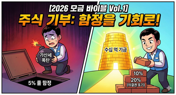  [2026 모금 바이블: 주식 편 ①] 주식 기부 5% 룰의 함정과 기회: 가산세 폭탄을 '수십 억 기금'으로 바꾸는 방법