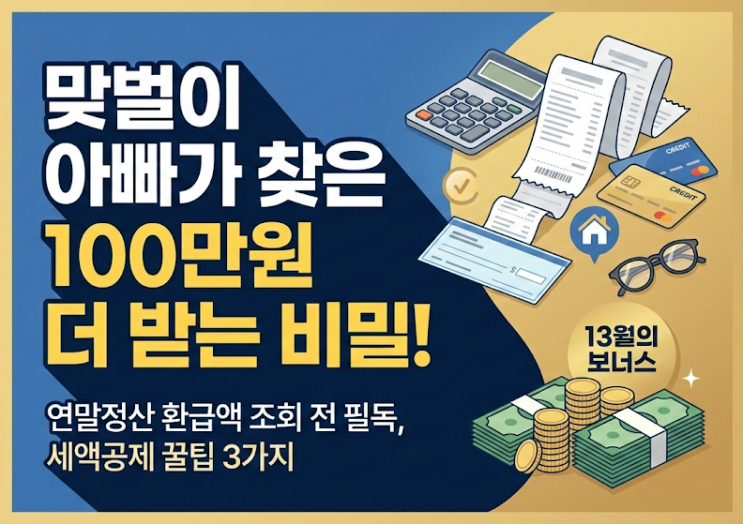  연말정산 환급액 조회 전 필독, 맞벌이 아빠가 찾은 100만원 더 받는 세액공제 꿀팁 3가지