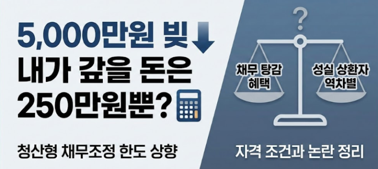  내가 갚을 돈은 250만원뿐? 청산형 채무조정 자격 조건과 역차별 이슈