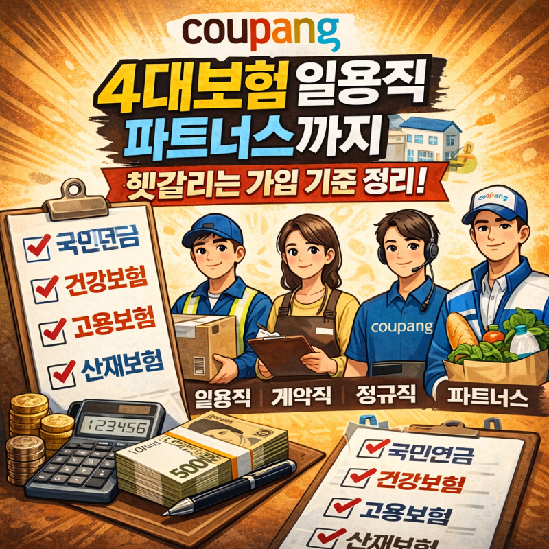 쿠팡 4대보험 일용직부터 파트너스까지 헷갈리는 가입 기준 정리