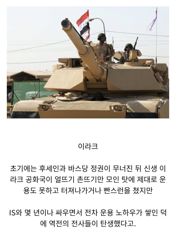  의외로 에이브럼스 전차를 가장 잘 운용하던 국가 중 하나