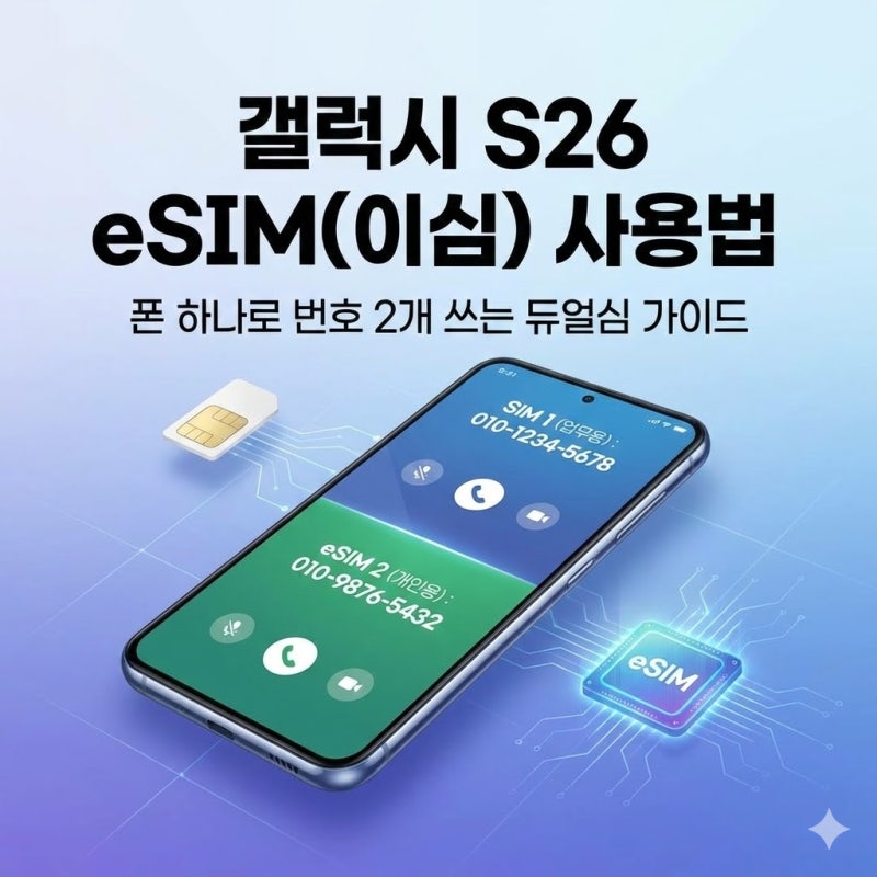 갤럭시 S26 eSIM(이심) 사용법: 폰 하나로 번호 2개 쓰는 듀얼심 가이드