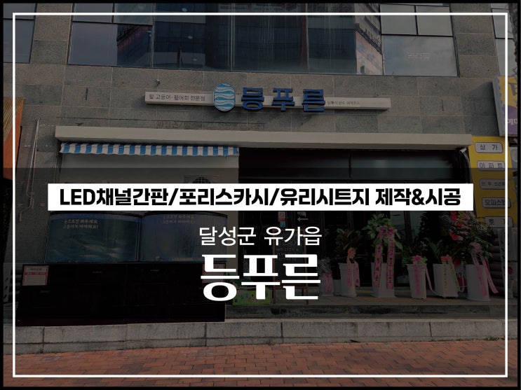  대구간판 달성군 유가읍 등푸른 횟집 LED간판 및 유리시트지 제작 및 시공이야기