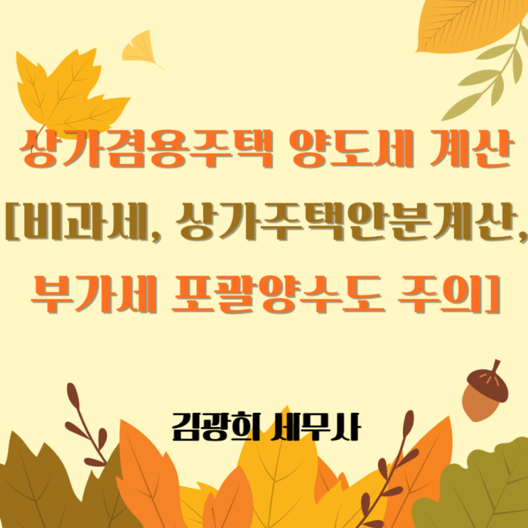  상가겸용주택 양도세 계산[비과세, 상가주택안분계산, 부가세 포괄양수도 주의 사항]