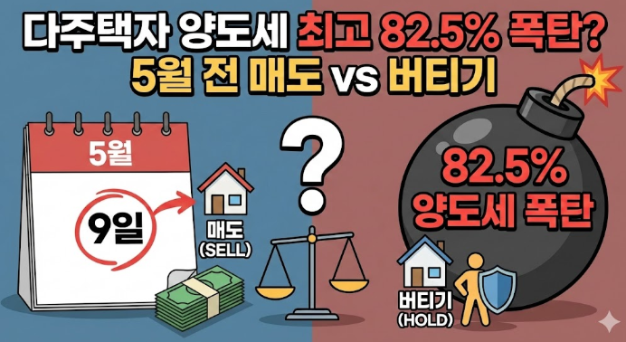  다주택자 양도세 최고 82.5% 폭탄? 5월 전 매도 vs 버티기
