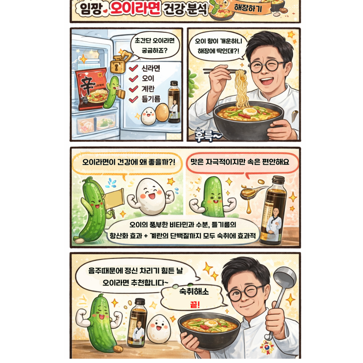  임짱 오이라면 레시피 이게 왜 맛있고, 왜 해장에 좋을까? 건강으로 풀어봤어요~