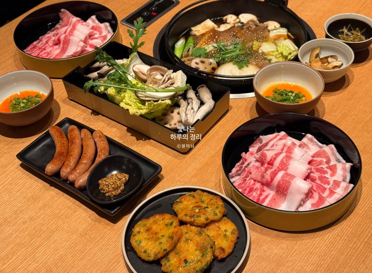  청담 맛집 샤브식당 상하에서 버크셔K모둠 스키야키