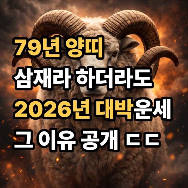  79년생 양띠 삼재라도 2026년 대박나는 이유 ㄷㄷ