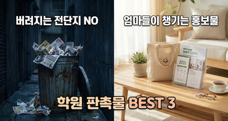  학원 전단지 마케팅이 실패하는 이유? 학부모 가방 속에 살아남는 '버려지지 않는 홍보물' BEST 3 (엘리시아기프트)