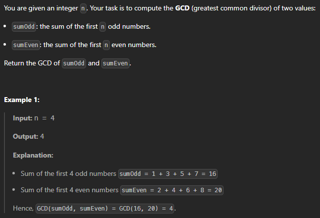  JAVA_LeetCode 3658_GCD of Odd and Even Sums