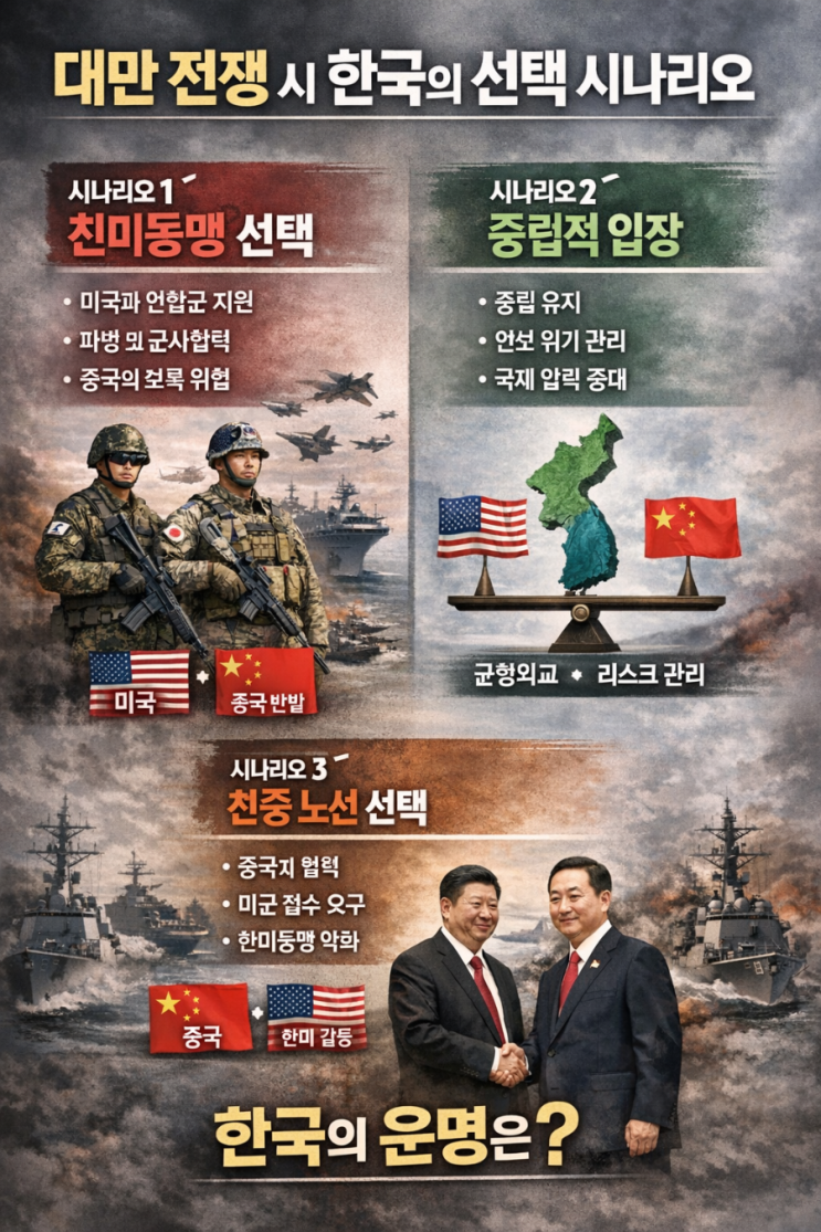  대만 전쟁 시 한국의 선택 시나리오 4가지
