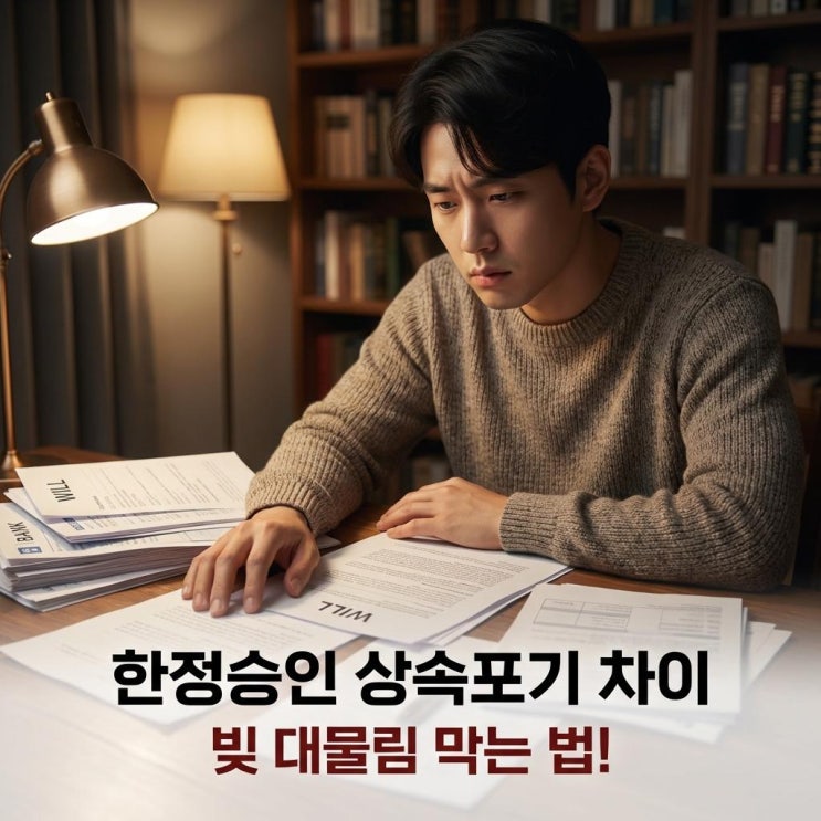  한정승인 상속포기 차이 빚 대물림 막는 법! 사망 후 3개월 골든타임과 장례비용 처리 (후순위 피해 방지)