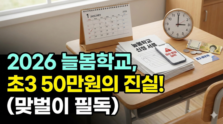  2026 늘봄학교 신청방법 기간, 초3 바우처 50만원 지원의 진실 (맞벌이 필독)